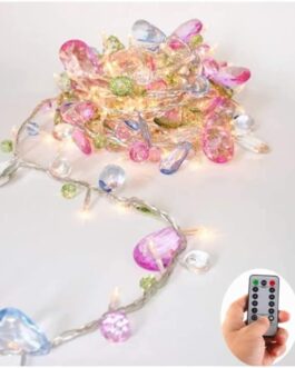 Battery Operated Indoor House String lights Bohemia style String with Colorful Jewels LED Fairy Christmas Lights Battery Powered 8 Mode RemoteTimer 30 Warm White LED Gift Lights for Bedroom Kids