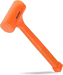 Neiko 02847A 2 LB Dead Blow Hammer Neon Orange I Unibody Molded | Checkered Grip | Spark and Rebound Resistant