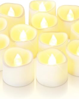 Homemory 12Pcs Flickering Flameless Candle Battery Operated, 200+Hours Fake Electric LED Candles Tea Lights for Votive, Centerpiece Table Decorations