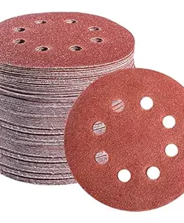 S SATC 72 PCS 5 Inch 8 Hole Hook and Loop Adhesive Sanding Discs Sandpaper for Random Orbital Sander 40 60 80 120 180 240 320 Grits