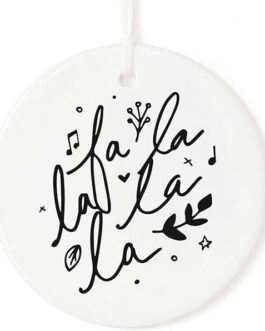 The Cotton & Canvas Co. FA La La La La Porcelain Ceramic Christmas Ornament with Ribbon and Complimentary Gift Box
