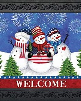 Briarwood Lane American Snowmen Winter Doormat Welcome Indoor/Outdoor 30″ x 18″