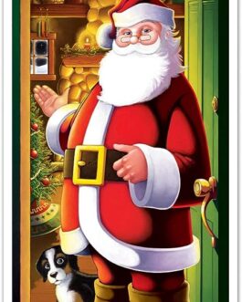 Beistle Printed Plastic Indoor Outdoor Santa Claus Cover for Front Door Home Holiday Christmas Decoration, 30″ x 5′, Multicolor