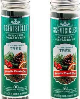 Scentsicles O Christmas Tree Scented Ornaments with Hooks – 2 Bottles (12 Sticks Total)
