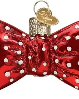 Old World Christmas Bowtie Ornament, Red Polka Dots