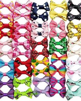 Chenkou Craft 50pcs/25pairs New Dog Hair Bows With Clips Pet Grooming Products Mix Colors Varies Patterns Pet Hair Bows Dog Accessories