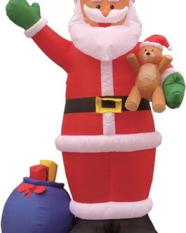 BZB Goods 12 Foot Tall Huge Christmas Inflatable Santa Claus with Gift Bag and Bear Lights Outdoor Indoor Holiday Decorations Blow up Lawn Inflatables Home Family Decor Yard Decoration