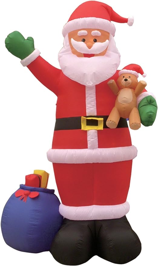 BZB Goods 12 Foot Tall Huge Christmas Inflatable Santa Claus with Gift Bag and Bear Lights Outdoor Indoor Holiday Decorations Blow up Lawn Inflatables Home Family Decor Yard Decoration