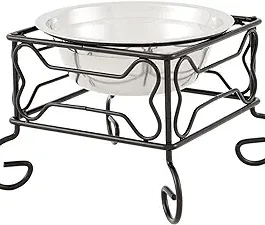 YML Wrought Iron Stand with Single Stainless Steel Feeder Bowl