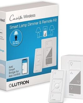 Lutron Caseta Single-Pole/3-Way Smart Lighting Lamp Dimmer and Remote Kit | P-PKG1P-WH | White
