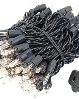 Novelty Lights Clear Incandescent Christmas String Lights – UL Listed Indoor/Outdoor Light Set w/ 100 Mini Bulbs for Christmas Tree, Patio, Wedding Decor, and More – (Black Wire, 22′ Long)