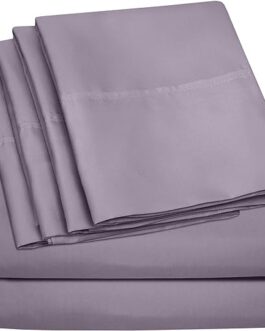 Queen Sheets Plum – 6 Piece 1500 Supreme Collection Fine Brushed Microfiber Deep Pocket Queen Sheet Set Bedding – 2 Extra Pillow Cases, Great Value, Queen, Plum