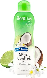 TropiClean Lime & Coconut Shed 20 oz Dog Deshedding Shampoo for Shedding Control – Naturally Derived Ingredients – Soap & Paraben Free
