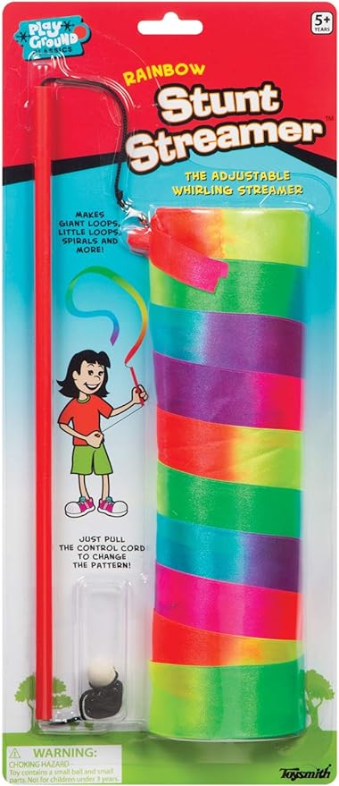 Playground Classics Rainbow Stunt Streamer - 6.5ft Multi-Colored Ribbon Streamer, Kids Outdoor Toys, Outdoor Toys for Girls