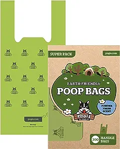 Pogis Poop Bags – 300 Dog Poop Bags with Easy-Tie Handles – Scented Leak-Proof Earth-Friendly Poop Bags for Dogs
