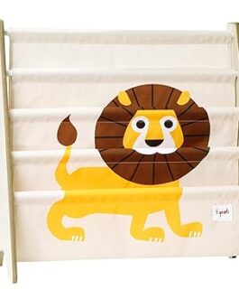3 Sprouts Book Rack – Kids Storage Shelf Organizer Baby Room Bookcase Furniture, Lion