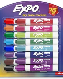 EXPO Low Odor Dry Erase Markers, Chisel Tip, Assorted Colors, 16 Count