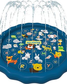 SplashEZ 3-in-1 Splash Pad, Sprinkler for Kids and Baby Pool for Learning – Toddler Sprinkler Pool, 60’’ Outside Water Toys – “from A to Z” Outdoor Play Mat for Babies & Toddlers