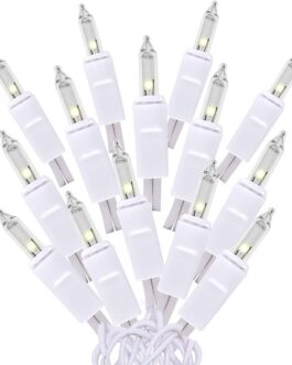 Holiday Essence Clear White Mini String Lights on White Wire, 100 Count Christmas Decorative Lights Set Static and Flashing for Indoor Outdoor Use, Tree Decor, UL Listed