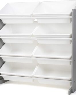Humble Crew Toy Storage Organizer, 8 Large Storage Bins, Grey/White