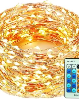 Decute 300Led 99FT Copper Wire Christmas Fairy String Lights Dimmable with Remote Control Starry Lights with UL Cerficated Decorative for Party Wedding Bedroom Christmas Tree Warm White