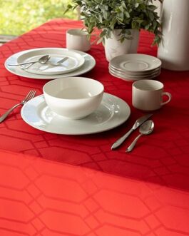 Benson Mills Solid Chagall Spillproof Fabric Table Cloth for Everyday, Christmas, and Holiday Tablecloth (60″ x 104″ Rectangular, Scarlet/Red)