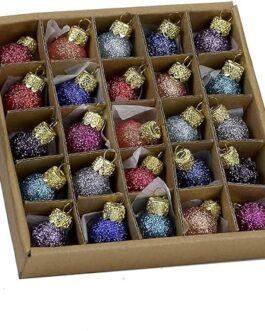 Kurt S. Adler 0.78-Inch Glitter Glass Ball, 25 Piece Set Ornaments, Multi, Count, for Christmas