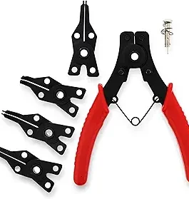 ABN | Snap Ring Pliers Set 5 Pc Interchangeable Jaw Head C Clip Pliers Set