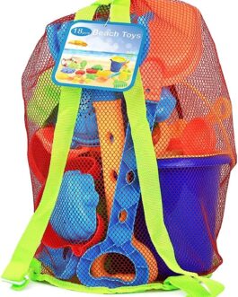 Click N’ Play Beach Toys for Kids 3-10 – 18pc Sand Toys Including Sand Buckets for Kids with Sifter, Watering Can, Rake, 4 Hand Tools, 10 Sand Molds & Mesh Beach Toy Bag – Sandbox Toys for Toddlers