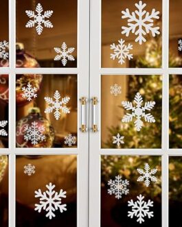 Kesoto Christmas Decoration Snowflake Window Clings Glueless PVC Wall Stickers for Windows Glasses, 10 Sheet