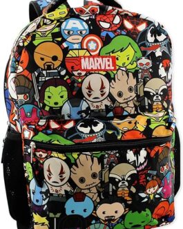 Marvel Kawaii Avengers Boys Girls 16″ School Backpack (One Size, Black/Multi)