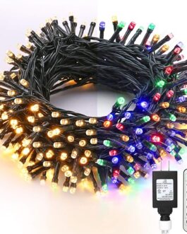 Brizled Christmas Lights, 65.67ft 200 LED Color Changing Tree Lights 11-Function Warm White & Multicolor Christmas Lights, Connectable 24V Safe Adapter Remote Decorative Lights String for Xmas Party