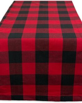 DII Buffalo Check Collection, Classic Farmhouse Table Runner, 14×72, Red & Black