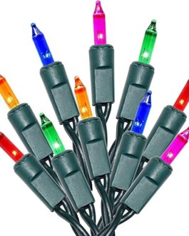 Holiday Essence 100 Multi Color Christmas Lights with Green Wire Professional Grade for Indoor Outdoor Use Static Flashing