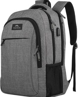 MATEIN Travel Laptop Backpack, Business Anti Theft Slim Durable Laptop Backpack with USB Charging Port, Water Resistant College Bag Computer Bag Gifts for Men & Women Fits 15.6 Inch Notebook, Grey