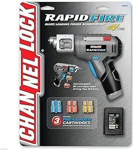 Channel Lock Rapid Fire Power Screwdriver Quick Loading 3 Pre-Loaded Cartridges