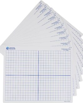 Learning Resources 9"x 11" Double Sided X-Y Axis Dry Erase Mats, Graphing, Math Classroom Accessories, Teaching Aids, Set of 10, Ages 6+