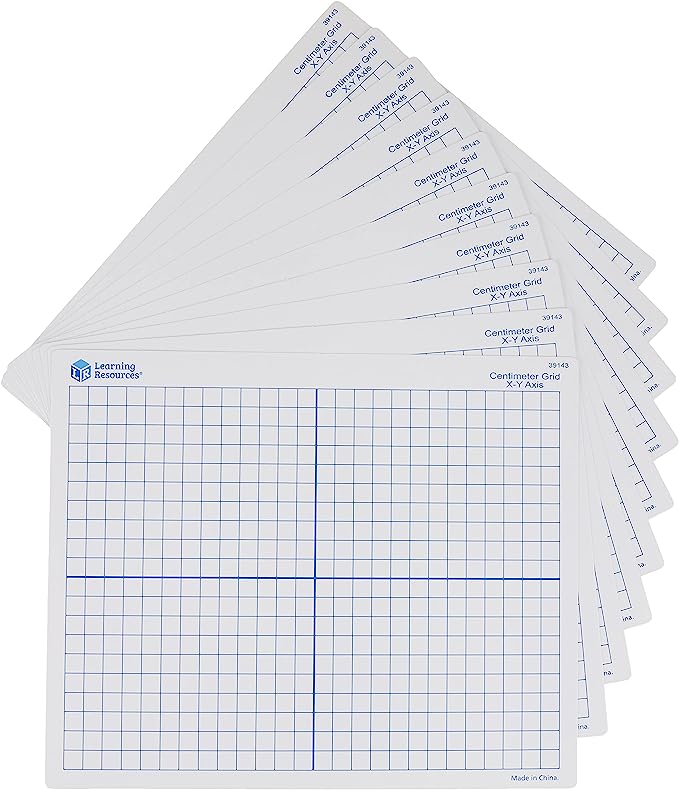 Learning Resources 9"x 11" Double Sided X-Y Axis Dry Erase Mats, Graphing, Math Classroom Accessories, Teaching Aids, Set of 10, Ages 6+