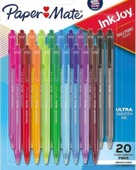Paper Mate InkJoy 100RT Retractable Ballpoint Pens, Medium Point (1.0mm), Assorted, 20 Count