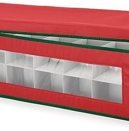 Whitmor Ornament Storage Box 42 Compartments with Outer Pocket for Ornament Hooks