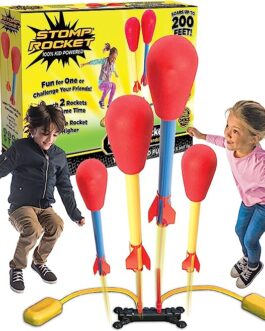 Stomp Rocket Original Dueling Rocket Launcher for Kids – Soars 200 Ft – 4 Rockets and Multi-Player Adjustable Launcher Stand – Fun Outdoor Toy and Gift – Boys or Girls Age 5+ Years Old