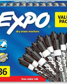 EXPO Low Odor Dry Erase Markers, Chisel Tip, Black, 36 Count