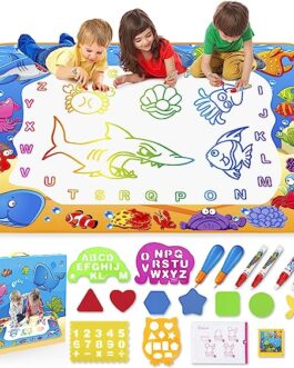 Water Doodle Mat – Kids Painting Writing Color Doodle Drawing Mat Toy Bring Magic Pens Educational Toys for Age 2 3 4 5 6 7 Year Old Girls Boys Age Toddler Gift