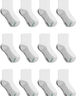 Hanes Boys’ Socks, Double Tough Cushioned Ankle and No Show, 12-Pair Packs
