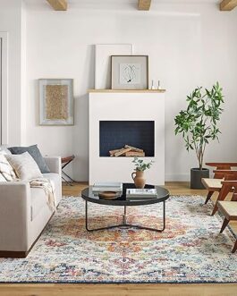 Artistic Weavers Odelia Vintage Bohemian Area Rug,7’10” x 10’3″,Orange/Navy