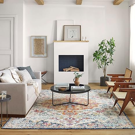 Artistic Weavers Odelia Vintage Bohemian Area Rug,7'10" x 10'3",Orange/Navy