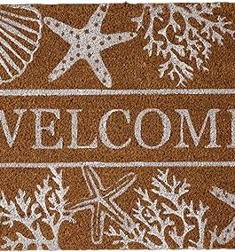DII Natural Coir Doormat Outdoor Welcome Mat, 17×29, Seashells
