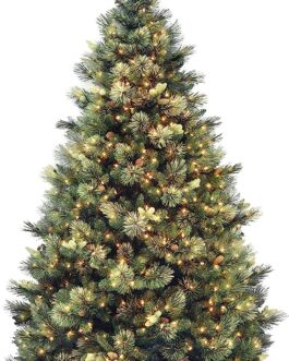 National Tree Company Carolina Pine 7.5 Foot Artificial Holiday Prelit Christmas Tree w/750 Clear Lights, Pinecones, 1399 Branch Tips and Metal Stand